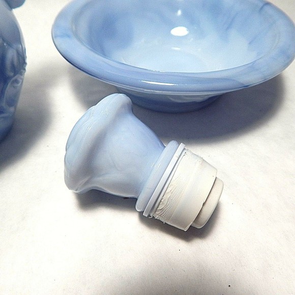 Avon Victoriana Pitcher and Bowl Set Blue Marbleized - Picture 4 of 11